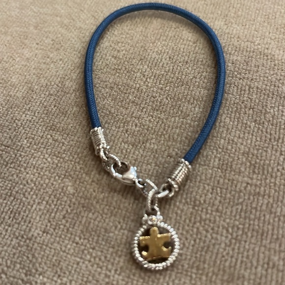 Judith Ripka JR Two Autism Speaks Bracelet PuzzlePiece 925 18K Blue Silk Cord 7” - Picture 3 of 7